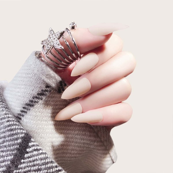 

Matte Stiletto Fake Nail 24pcs With Tape