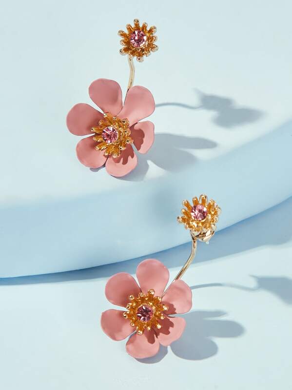 

Flower Design Earring Jacket 1pair, Pink