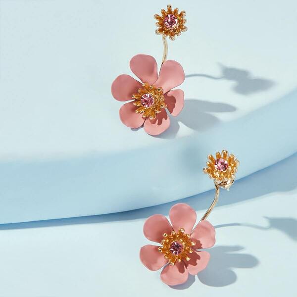 

Flower Design Earring Jacket 1pair, Pink