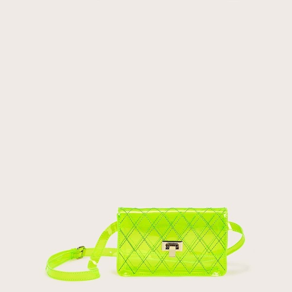 

Neon Green Clear Quilted Fanny Pack