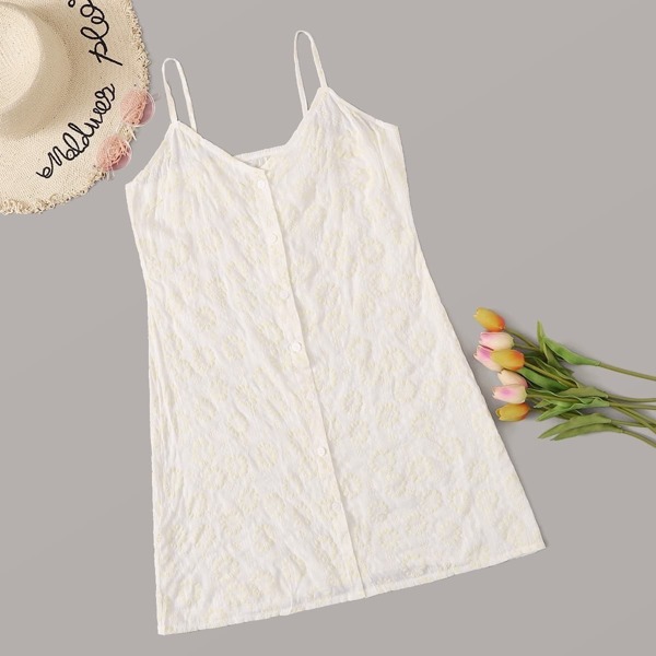

Sunflower Print Button Front Cami Dress