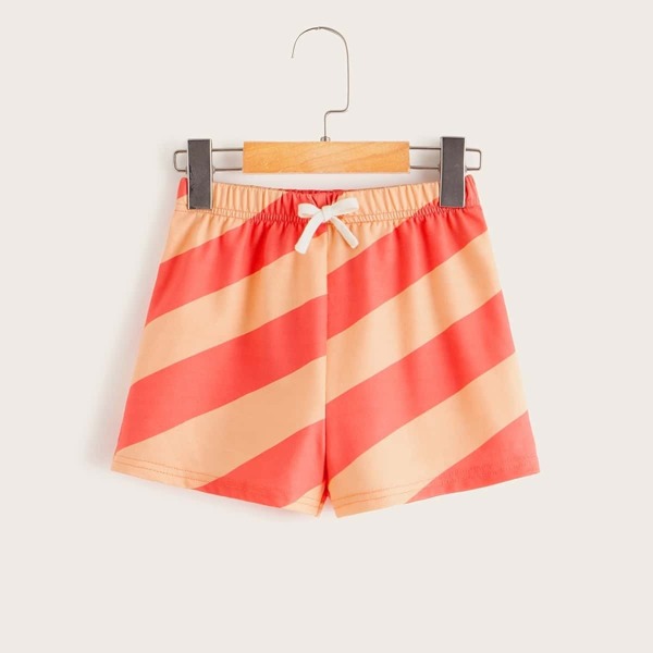 

Girls Drawstring Waist Two Tone Shorts, Multicolor