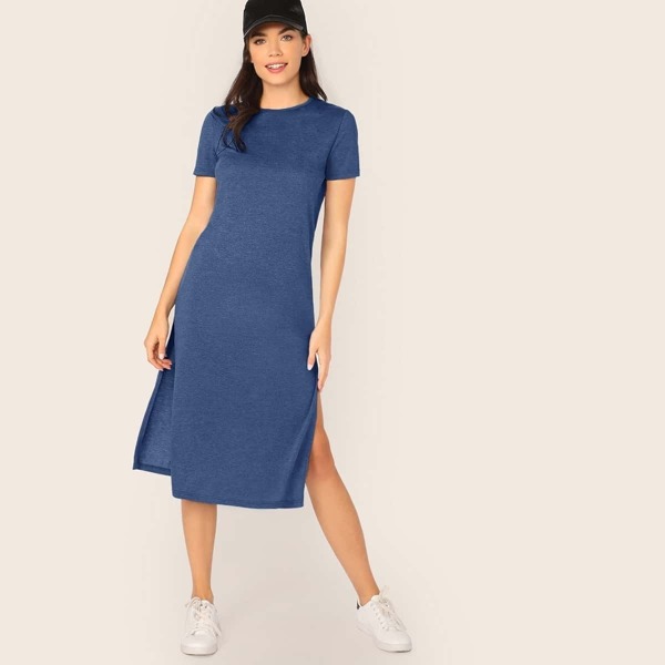 

Solid M-slit Hem T-shirt Dress
