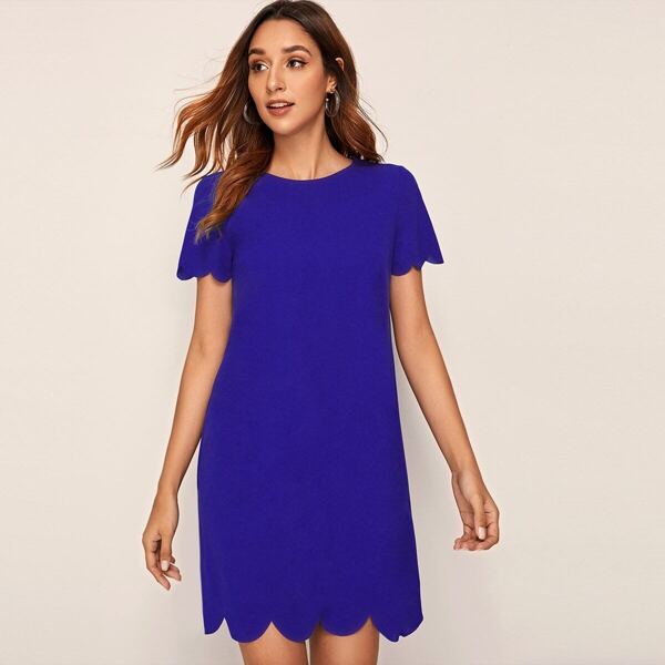 

Scallop Edge Tunic Dress, Royal blue