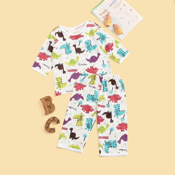 

Toddler Boys Dinosaur Print Pajama Set