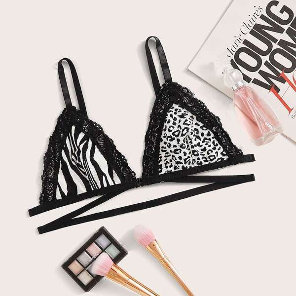 

Leopard & Zebra Lace Trim Bralette