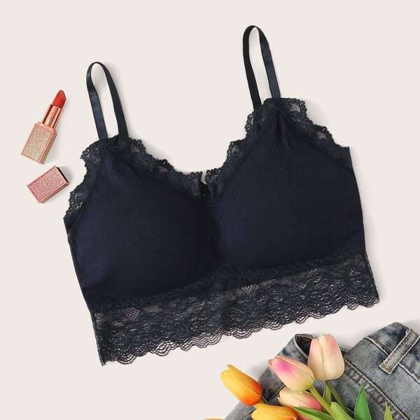 

Floral Lace Rib Bralette