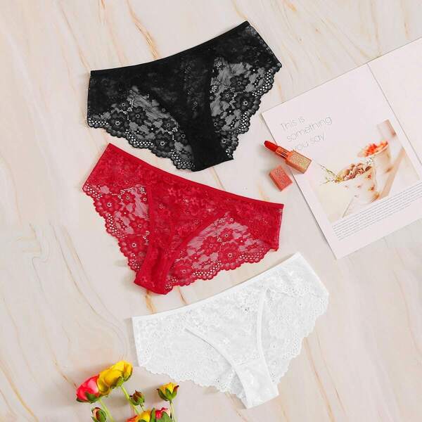 

Floral Lace Panty Set 3pack, Multicolor