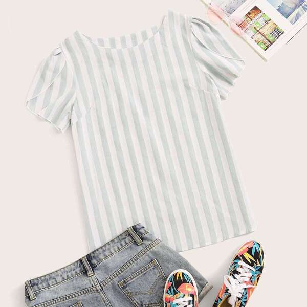 

Striped Petal Sleeve Blouse