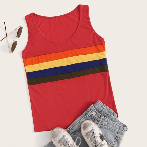 

Colourful Stripe Print Tank Top