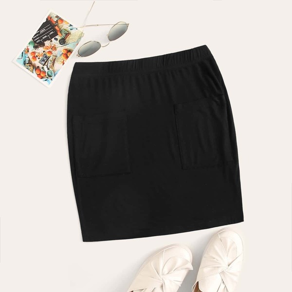 

Pocket Patched Bodycon Skirt