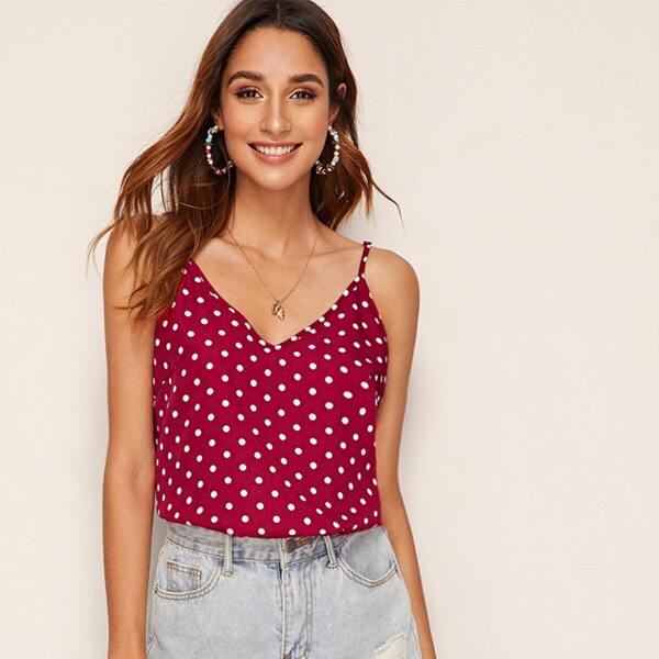 

Double V-neck Polka Dot Cami Top