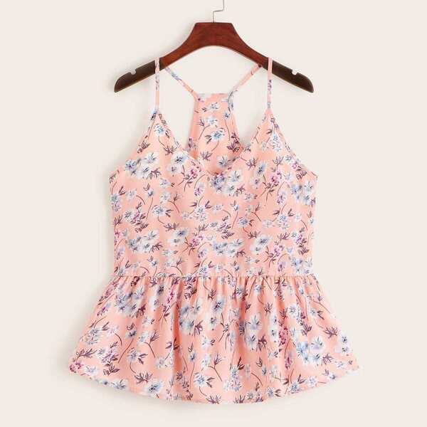 

Floral Print Racerback Peplum Top
