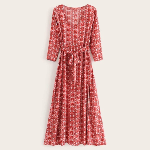 

Tribal Print Self Tie Dress