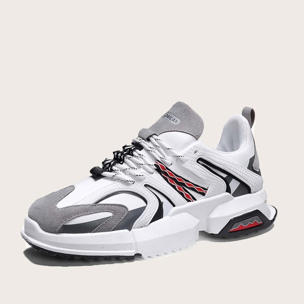

Men Lace-up Front Suede Panel Trainers