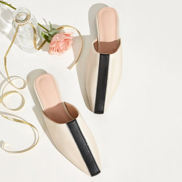 

Color Block Stitch Detail Flat Mules