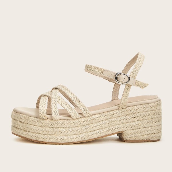 

Open Toe Cross Strap Espadrille Wedges