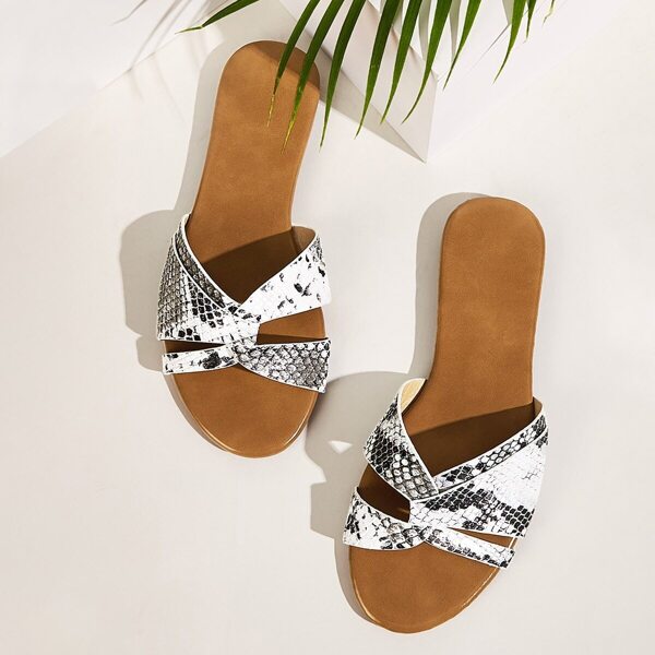 

Snakeskin Print Flat Sliders