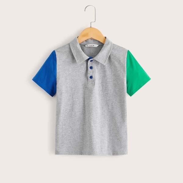 

Boys Cut-and-sew Heather Grey Polo Shirt