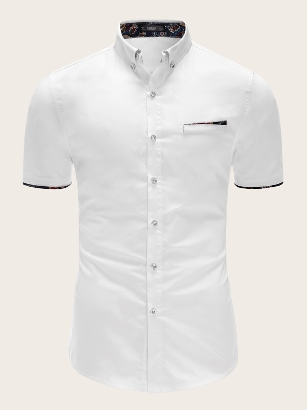 Men Botanical Print Shirt, White