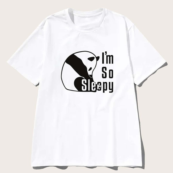 

Men Slogan & Panda Print Tee