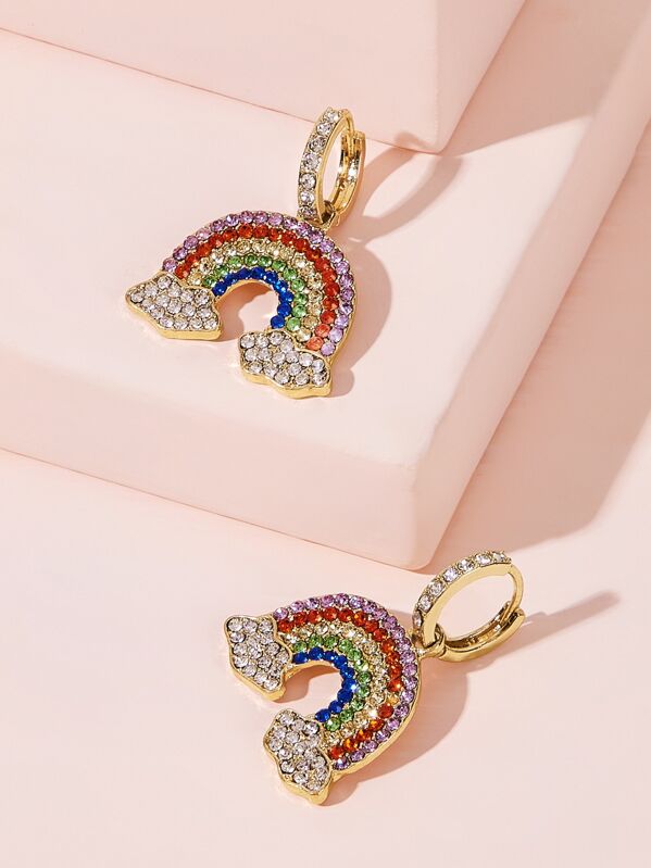 

Circle Decor Rainbow Drop Earrings 1pair, Multicolor
