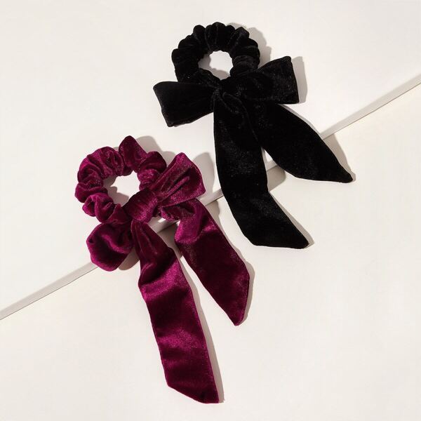 

Bow Knot Velvet Scrunchie Scarf 2pcs, Multicolor