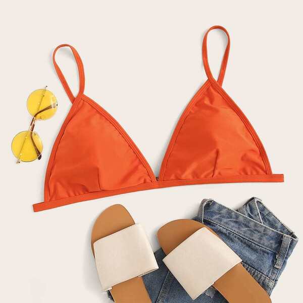 

Plus Seam Detail Triangle Swimming Top, Orange