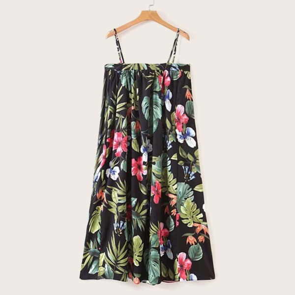 

Tropical Print Swing Hem Slip Dress