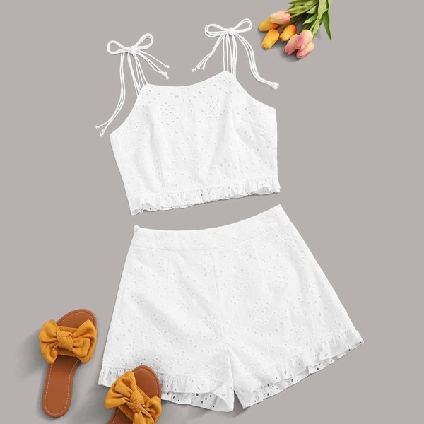 

Eyelet Embroidery Cami Top & Shorts