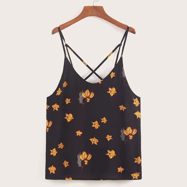 

Embroidery Criss Cross Back Cami Top