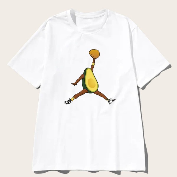 

Men Abstract Avocado Print Tee, White