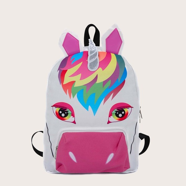 

Girls Unicorn Print Pocket Front Backpack
