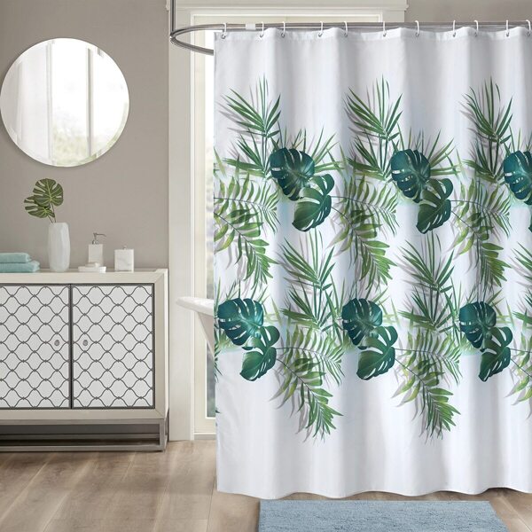 

Tropical Leaf Print Shower Curtain 1pc