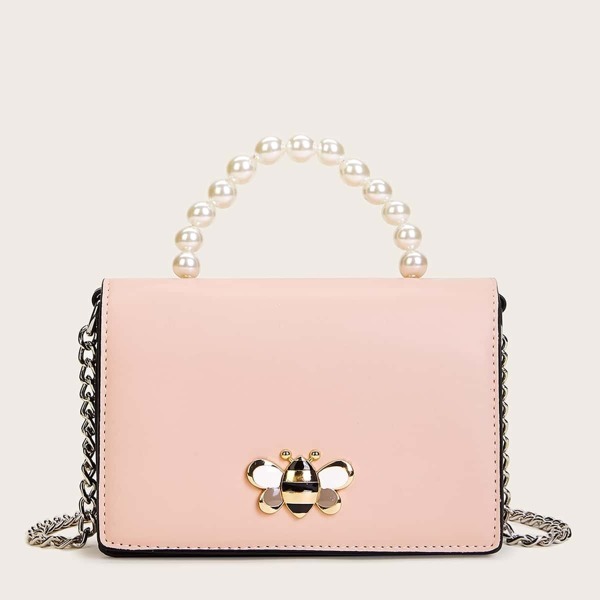 

Bee Decor Faux Pearl Handle Satchel Bag