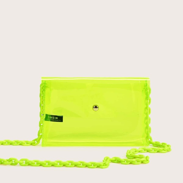 

Neon Lime PVC Chain Crossbody Bag