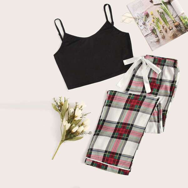 

Cami Top With Tartan Pants PJ Set