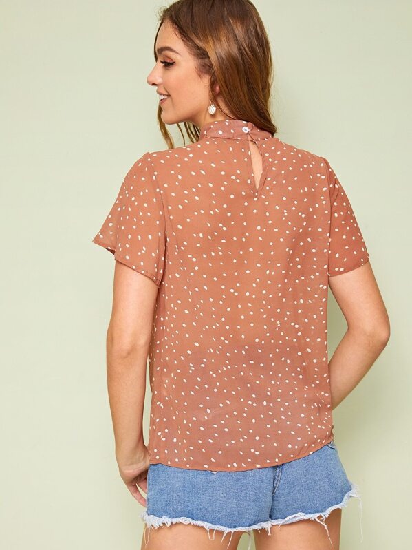 

Dot Print Keyhole Back Top