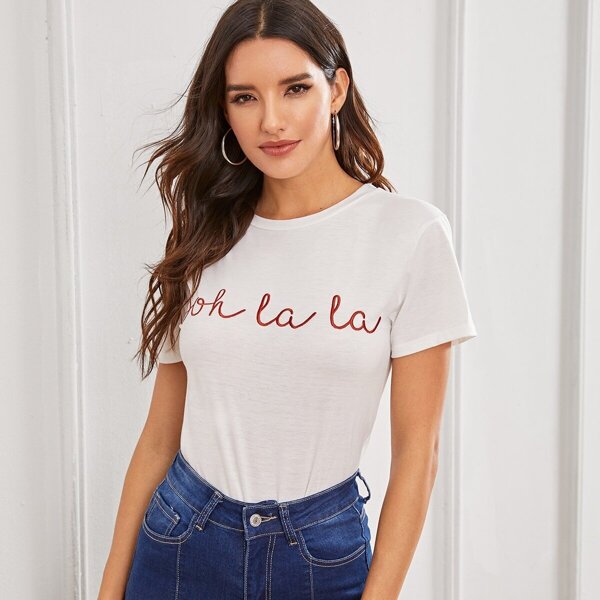 

Letter Embroidered Tee