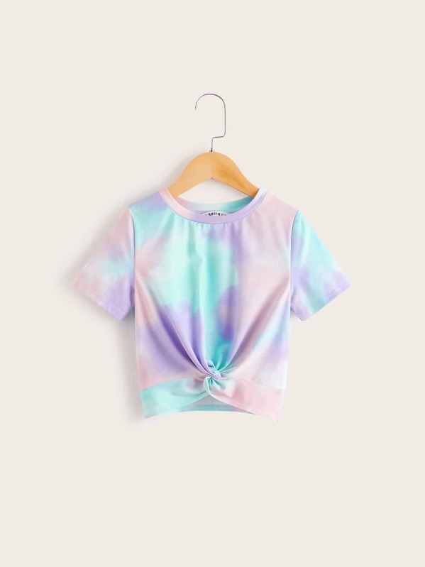 

Girls Tie Dye Twist Hem Tee, Multicolor