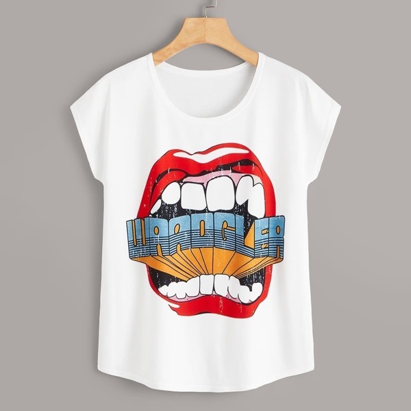 

Lip And Letter Print Tee