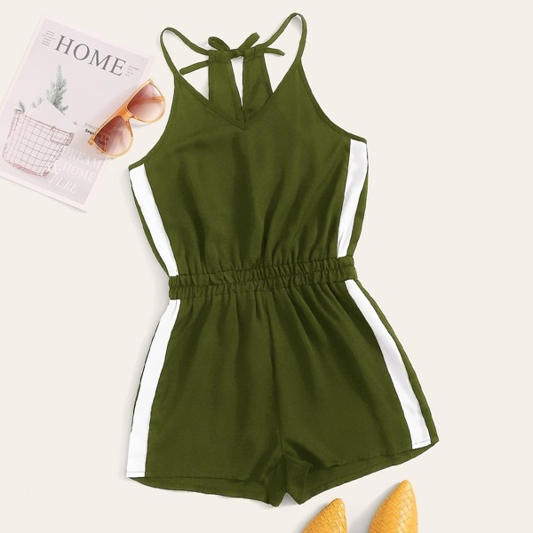 

Contrast Panel Tie Back Cami Romper