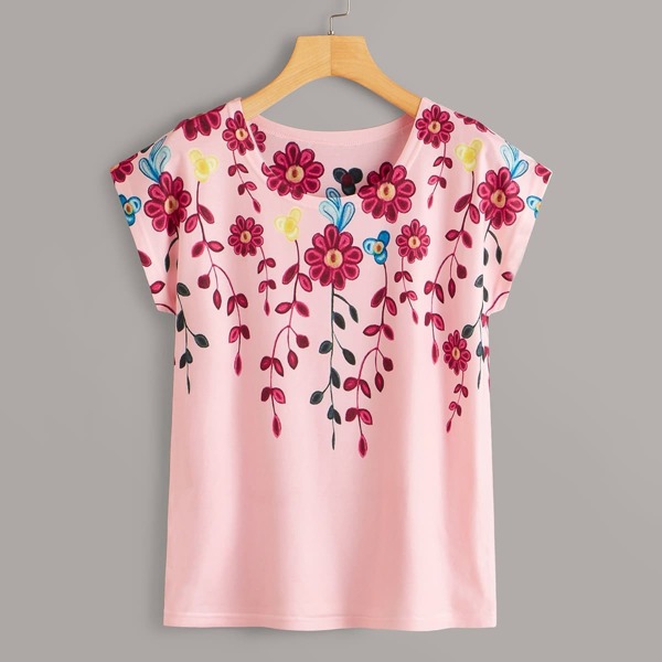 

Floral Print Short Sleeve Tee