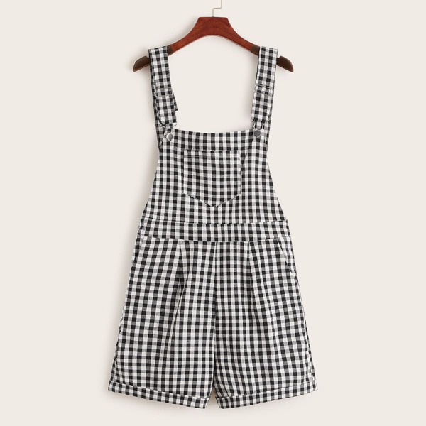 

Gingham Pocket Front Pinafore Romper