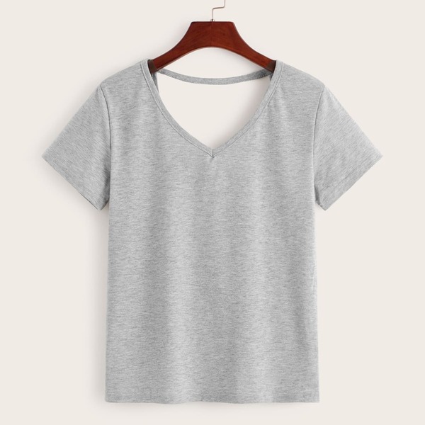 

V-neck Cut Out Back Twist Tee