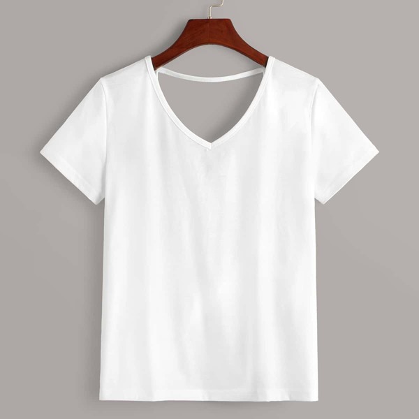 

V-neck Cut Out Back Twist Tee