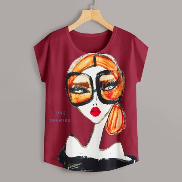 

Figure & Letter Print Tee