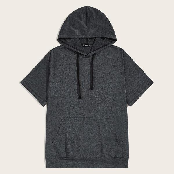 

Men Pocket Front Heathered Knit Hoodie