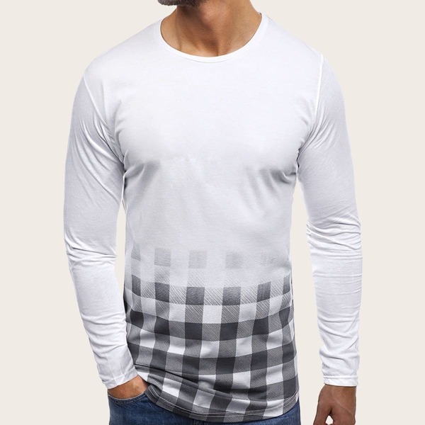 

Men Contrast Ombre Gingham Tee