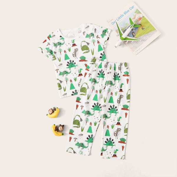 

Toddler Boys Dinosaur Print Pajama Set, Multicolor
